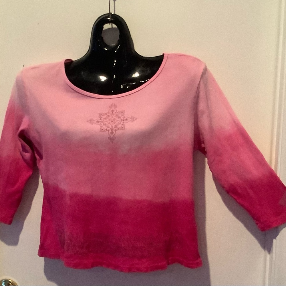 Xhilaration Coral Pink Ombré Boho 3/4 Sleeves Cotton Top
